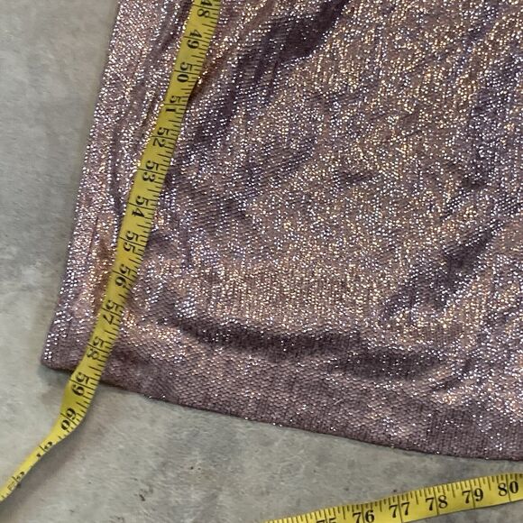 Rachel Zoe Dress Womens 2 Sequin Bellini Pink Long Sleeve Maxi Side Slit Evening - Picture 6 of 14